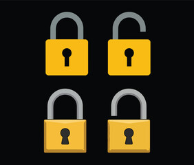 Naklejka premium Lock icon set. Lock open and lock closed icons. Locked and unlocked sumbol. Padlock symbol - stock vector.
