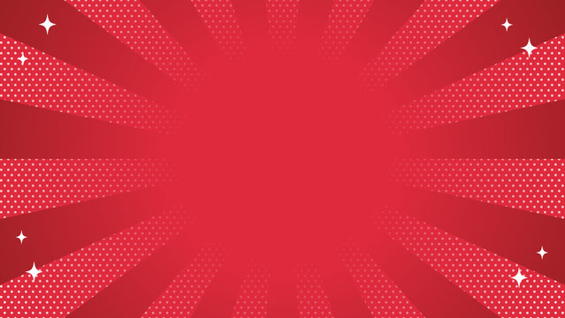セール 背景 赤 放射状 集中線 ドット柄 バナー チラシ用 ポップ Red Sunburst Sale Background Vector Banner