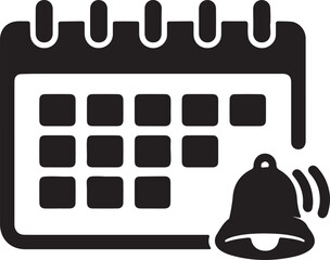 Calendar Reminder Notification Icon Black Solid Schedule Vector