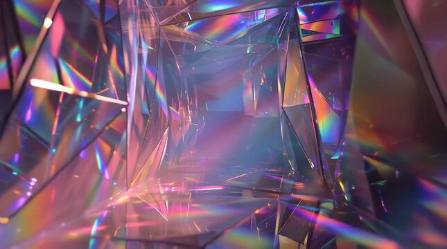 Rainbow Prism Tunnel Stock Video with Colorful Light Reflections