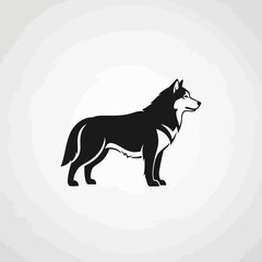 Obraz premium Black and white husky dog silhouette illustration design