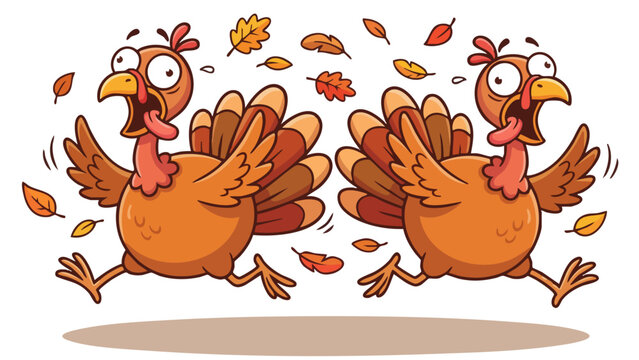 Cartoon turkey running happily a fun vector illustration for Thanksgiving designs isolated on white background