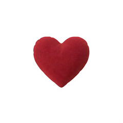 Fototapeta premium A soft and cozy red heart-shaped plush cushion on a plain background