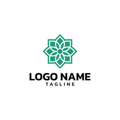 Green Geometric Flower Star Logo Design Vector