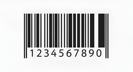 Black and White Barcode with Numbers on White Background