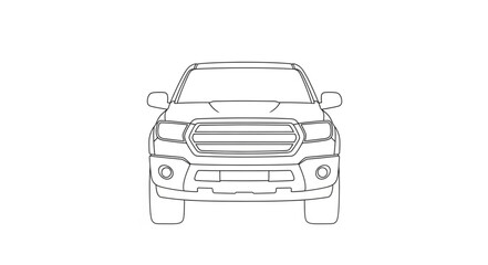 Front view sketch of a modern pickup truck.