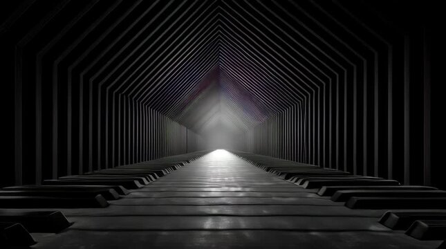 Abstract Geometric Tunnel with Illuminated Entrance Stock Video Footage