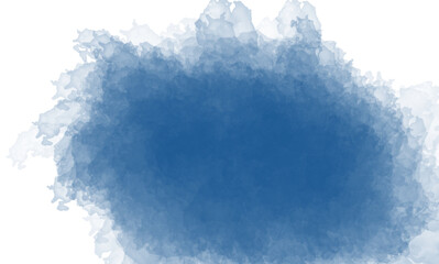 Deep blue sapphire ink splash watercolor texture isolated on transparent background element