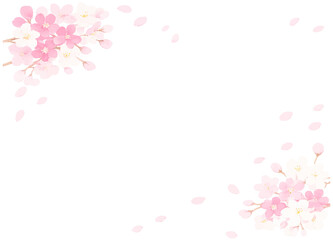 水彩で描いた桜のフレーム　イラスト