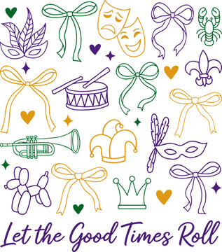 Mardi Gras Svg, Let The Good Times Roll Svg, Mardi Gras Beads Svg, Fat Tuesday Svg, Louisiana Carnival Svg