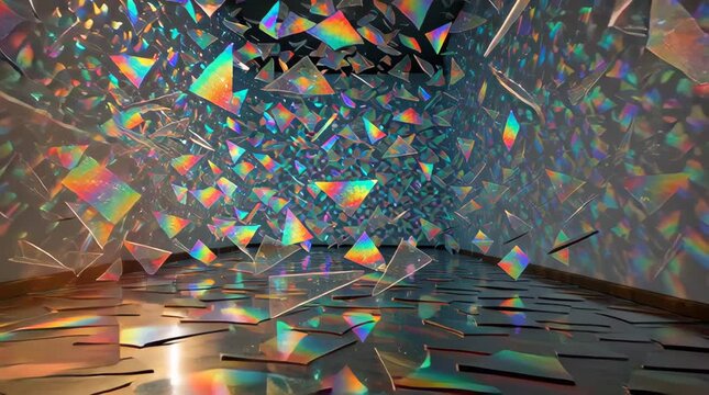 Abstract Shimmering Glass Shard Tunnel Stock Video Footage