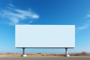 Fototapeta premium Blank billboard standing roadside providing advertising space against a clear blue sky