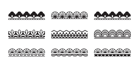 Obraz premium Decorative black lace borders patterns set for design and crafts on white background