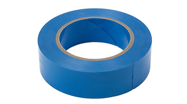Blue painter s tape roll, adhesive masking tape for home improvement and DIY projects  isolated on white background
