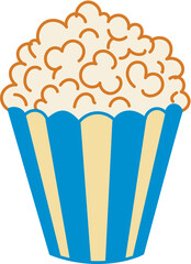 Classic Popcorn Bucket Cartoon Illustration