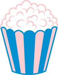 Classic Popcorn Bucket Cartoon Illustration