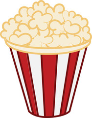 Classic Popcorn Bucket Cartoon Illustration