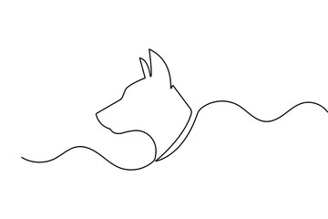 Dog continuous one line drawing minimalist outline vector illustration