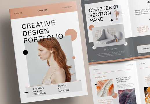 Creative Portfolio Design Layout Template with Brown Accents