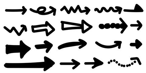 手描き、矢印、アイコン、デザイン