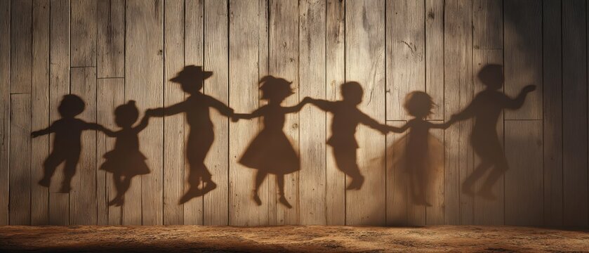 Enchanting Shadow Puppet Show Captivating Children's Imagination in a Rustic Setting