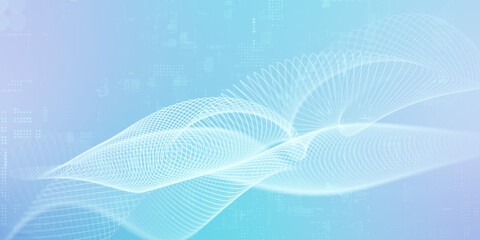 波形、ネットワーク、ブルー、データ、DX、システム、アブストラクト、未来、サイバー、ウェーブ、繋がる、電波、背景、バックグラウンド、素材、ビジネス、ハイテク、バナー、デザイン、画面、SF、イメージ、コンセプト、かっこいい、クール、CG、イラスト、サイバースペース、テクノロジー、テック、デジタル、トランスフォーメーション、IT、AI、回路、半導体、インターネット、オンライン、web、科学、計測、グラ