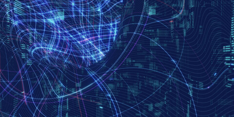 Obraz premium 未来的サイバースペースとデジタルテクノロジーのコンセプト