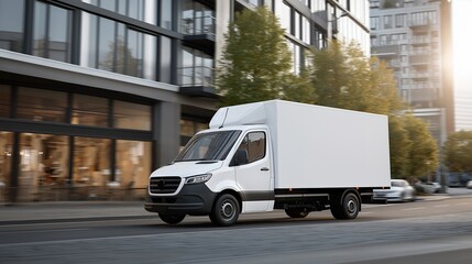 Fototapeta premium Innovative pharmaceutical delivery solutions illustrated with courier vehicles equipped for safe transport of medicines. Urban landscape with dynamic street views showcasing modern logistics and