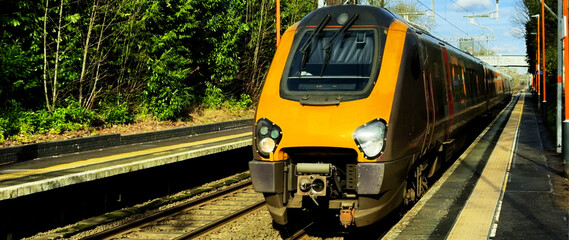 Passenger commuter suburban rural railway dtsation worcestershire england uk.