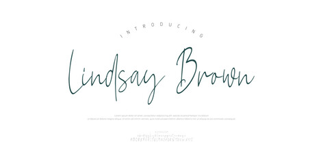 Lindsay Brown, Script premium luxury elegant alphabet letters and numbers. Elegant wedding typography classic serif font decorative vintage retro. Creative vector illustration  © Gizmo Design