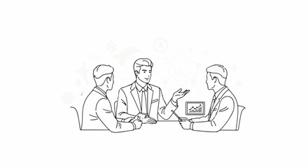 Business meeting with graph analysis