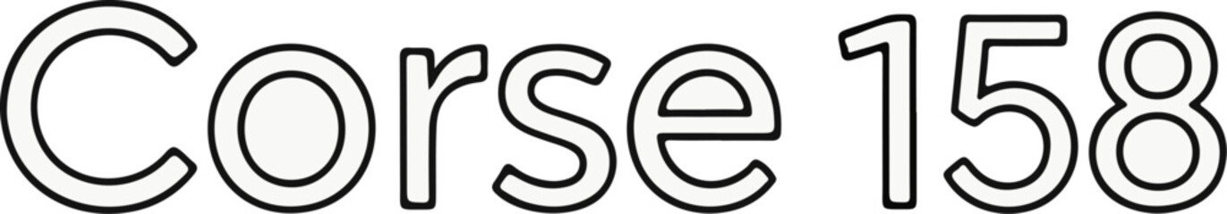 Bold outline text "Corse 158" on a white background, clean design
