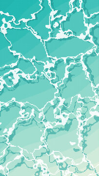 Vertical 8bit Retro Game Style Emerald Green Pixel Ocean Surface Background Illustration