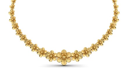 Obraz premium Delicate gold necklace with a charming floral motif, showcasing a string of meticulously crafted flower charms.