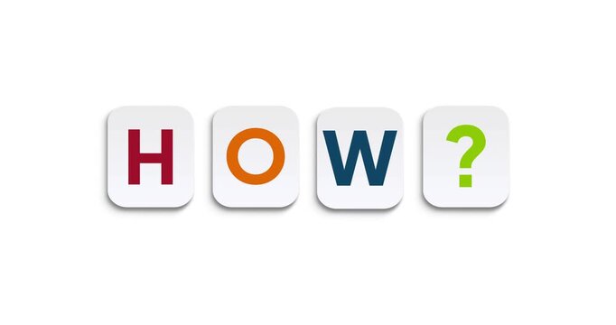 How Text Animation on Colorful Tiles for question and explanation concepts, education and tutorial content