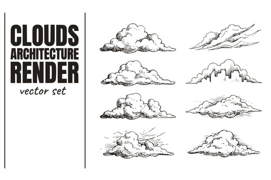 Clouds Architecture Render Sky-Clouds Render-Clouds Architectural-Clouds Cloud-Formations Architecture-Visualization Cloud-Graphics Rendering-Clouds Vector Set - Architecture Clouds
