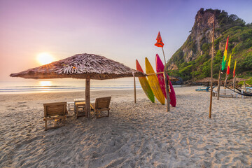Colorful of the beach on sunset in Phu Ket, Thailand.