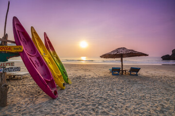 Colorful of the beach on sunset in Phu Ket, Thailand.