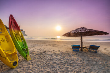 Colorful of the beach on sunset in Phu Ket, Thailand.