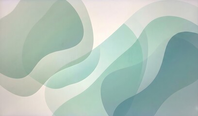 Fototapeta premium Soft Mint Green Translucent Overlapping Waves Abstract Background Layered Art