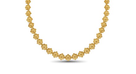 Obraz premium Exquisite gold necklace featuring a chain of delicate floral flower charms