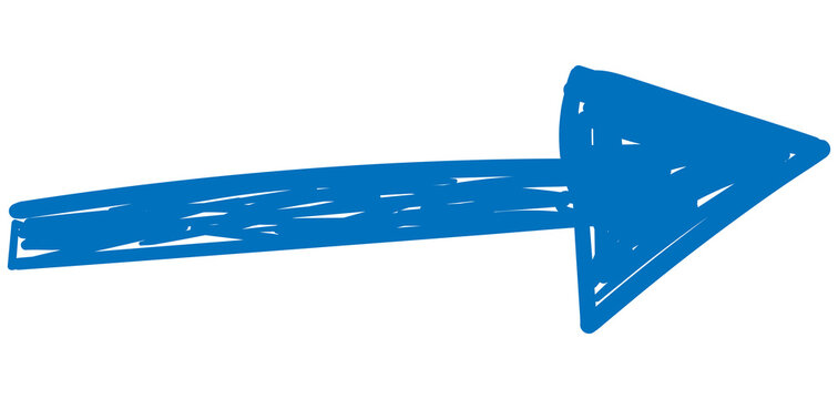 Hand drawn blue right pointing arrow