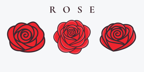 Red rose flower logo collection