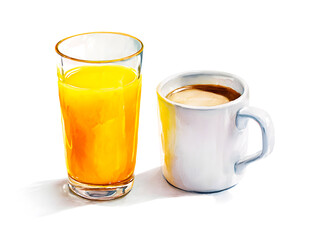 オレンジジュースとコーヒー