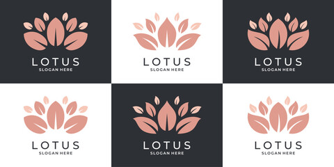 Elegant lotus leaf logo design collection