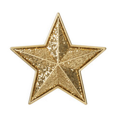 Fototapeta premium Gold glitter star badge icon isolated on transparent background
