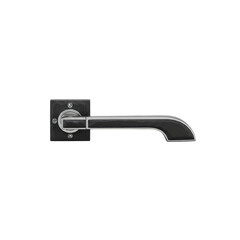 Door handle with black and silver design