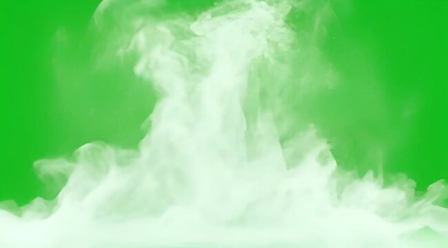 Vibrant green background with swirling white smoke