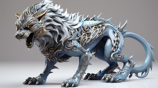 Majestic Ice-Infused Armored Dragon Standing on Craggy Stone Ground with Feral Expression