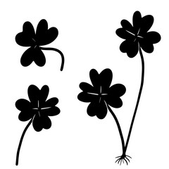 Clover Plant Silhouette Set - Minimalist Botanical Illustration